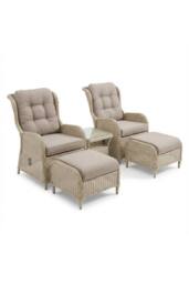 KDMD 5 Piece Beige Recliner Outdoor Rattan Chair & Table Set