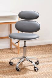 Orsina Ergonomic Black PU Home Office Chair, Comfortable Work From Home Office Chair, Movable Ergonomic Chair in Grey - thumbnail 5
