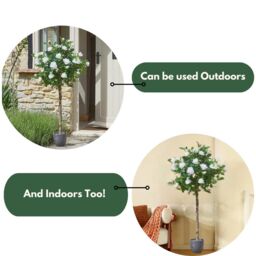 Marco Paul 120cm Artificial Rose Plant - White in Green - thumbnail 6
