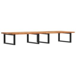 Berkfield Home Basin Shelf Wall Mounted Steel & Solid Wood Acacia in Brown - thumbnail 2