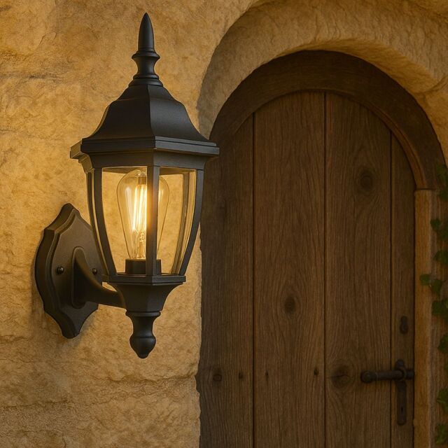 CGC Lighting Dada Black Outdoor Wall Lantern Vintage Wall Light IP44 E27 Standard Screw Polycarbonate - image 1