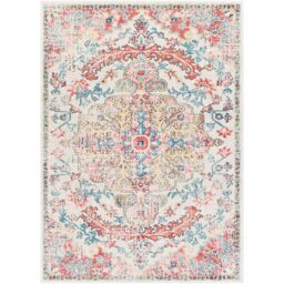 Livabliss Murat-Vintage Blue Yellow Grey Traditional Boho Living Dining Bedroom Rug in Red - Size: 200 cm x 275 cm - thumbnail 2