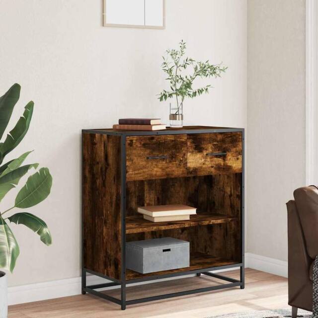 Berkfield Home Sideboard Smoked Oak 68x35x76 cm Engineered Wood in Brown - Size: 68 x 35 x 76 cm - image 1