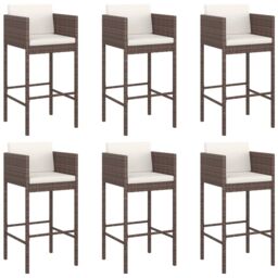 Berkfield Home 7 Piece Garden Bar Set with Cushions Brown Poly Rattan - thumbnail 3