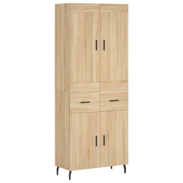 Berkfield Home Highboard Sonoma Oak 69.5x34x180 cm Engineered Wood in Light Tan - image 1