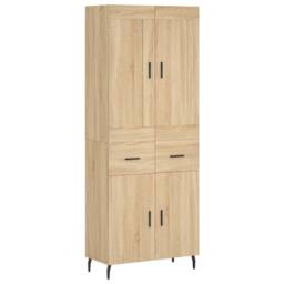 Berkfield Home Highboard Sonoma Oak 69.5x34x180 cm Engineered Wood in Light Tan