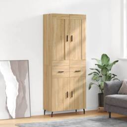 Berkfield Home Highboard Sonoma Oak 69.5x34x180 cm Engineered Wood in Light Tan - thumbnail 2