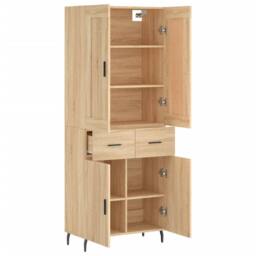 Berkfield Home Highboard Sonoma Oak 69.5x34x180 cm Engineered Wood in Light Tan - thumbnail 4