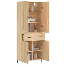 Berkfield Home Highboard Sonoma Oak 69.5x34x180 cm Engineered Wood in Light Tan - thumbnail 3
