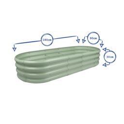 Harbour Housewares Raised Garden Beds - 2x Rounded Bottomless Galvanised Steel Planter 180 x 90cm in Ivory - Size: 180 x 90 cm - thumbnail 3