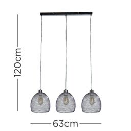 ValueLights Novo 3 Way Brushed Chrome Ceiling Light Low Hanging Pendant in Metallic Silver - thumbnail 4