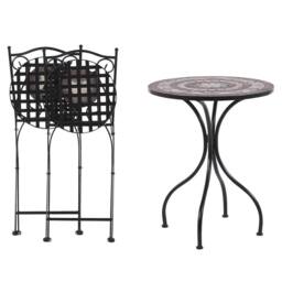Wyld and Coco Legacy Garden Bistro Set - Black Metal with Mosaic Tile Top - thumbnail 5
