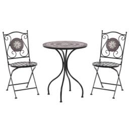 Wyld and Coco Legacy Garden Bistro Set - Black Metal with Mosaic Tile Top - thumbnail 3