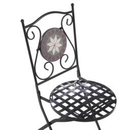 Wyld and Coco Legacy Garden Bistro Set - Black Metal with Mosaic Tile Top - thumbnail 9