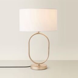 ValueLights Antonia Fabric Drum Lamp Shade Brushed Chrome Oval Table Lamp & Bulb in White - thumbnail 6