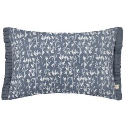 Wylder Belle 100% Cotton Botanical Pleat Fringe Cushion in Light Blue - Size: 30 cm x 50 cm - thumbnail 1