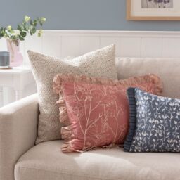 Wylder Belle 100% Cotton Botanical Pleat Fringe Cushion in Light Blue - Size: 30 cm x 50 cm - thumbnail 7
