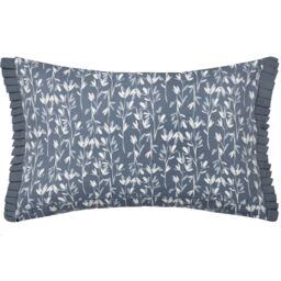 Wylder Belle 100% Cotton Botanical Pleat Fringe Cushion in Light Blue - Size: 30 cm x 50 cm - thumbnail 2