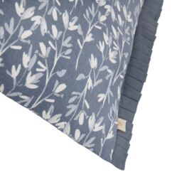 Wylder Belle 100% Cotton Botanical Pleat Fringe Cushion in Light Blue - Size: 30 cm x 50 cm - thumbnail 4