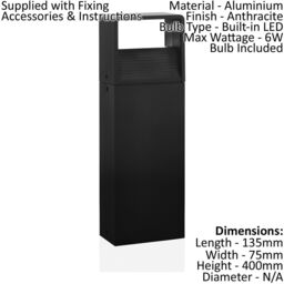 Loops 4 PACK IP44 Outdoor Pedestal Light Modern Anthracite 6W LED Wall Gate Post - thumbnail 2