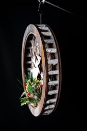 Shatchi B/O LED Wooden Reindeer Scene - Wreath Shape - D30xW4.5 in Brown - thumbnail 5