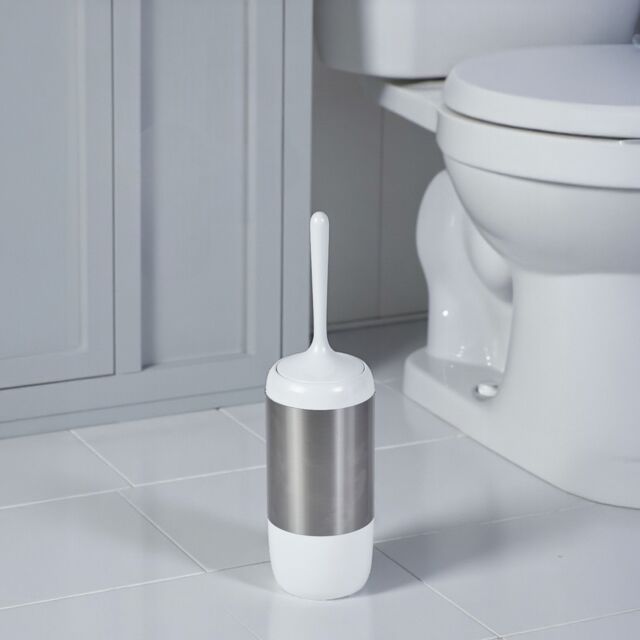 Showerdrape Elite White Chrome Toilet Brush & Holder - image 1