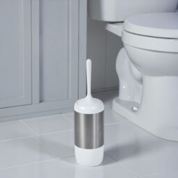 Showerdrape Elite White Chrome Toilet Brush & Holder