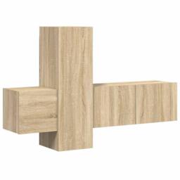 Berkfield Home Sturdy 3 Piece TV Cabinet Set Sonoma Oak Engineered Wood in Light Oak - thumbnail 3