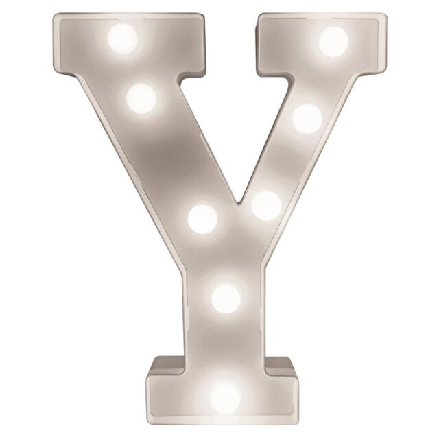 mysmartbuy Battery Powered 3D Letter Y LED Light - Freestanding or Wall Mounted Alphabet Lighting Home or Party Decoration - H22 x W14 x D3cm in White