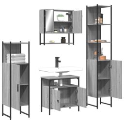 Berkfield Home 4 Piece Bathroom Furniture Set Grey Sonoma Engineered Wood - thumbnail 4