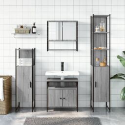 Berkfield Home 4 Piece Bathroom Furniture Set Grey Sonoma Engineered Wood - thumbnail 3