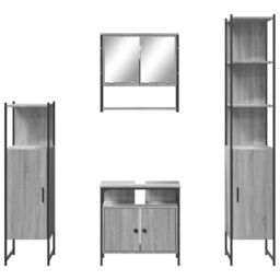 Berkfield Home 4 Piece Bathroom Furniture Set Grey Sonoma Engineered Wood - thumbnail 6