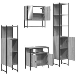 Berkfield Home 4 Piece Bathroom Furniture Set Grey Sonoma Engineered Wood - thumbnail 5