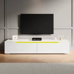 ERGOVEXA White Floating TV Stand Unit Cabinet Wall Mounted Storage Door - thumbnail 5