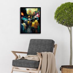 "Artery8 Wall Art Print Khao San Road Bangkok Thailand Street Art Framed in Black - Size: W12"" x H16""" - thumbnail 2