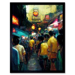 "Artery8 Wall Art Print Khao San Road Bangkok Thailand Street Art Framed in Black - Size: W12"" x H16""" - thumbnail 1