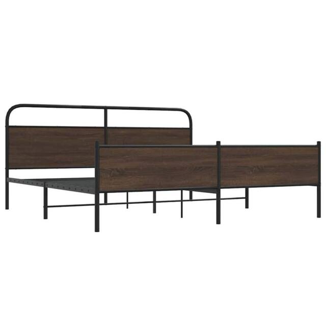 Berkfield Home Metal Bed Frame without Mattress Brown Oak 180x200 cm Super King - image 1