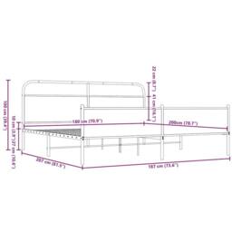 Berkfield Home Metal Bed Frame without Mattress Brown Oak 180x200 cm Super King - thumbnail 9