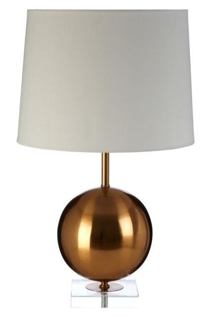 Orsina Gold Sphere Table Lamp, Luxe Gold Iron With Crystal Glass Base, White Linen Shade Orb Lamp For Living Room - image 1