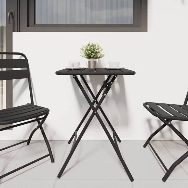 Berkfield Home Modern Foldable Garden Table - Anthracite - 55x55x73 cm - Steel in Black - Size: 55 x 55 x 73 cm - image 1