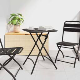 Berkfield Home Modern Foldable Garden Table - Anthracite - 55x55x73 cm - Steel in Black - Size: 55 x 55 x 73 cm - thumbnail 2