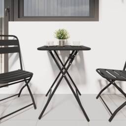 Berkfield Home Modern Foldable Garden Table - Anthracite - 55x55x73 cm - Steel in Black - Size: 55 x 55 x 73 cm - thumbnail 1