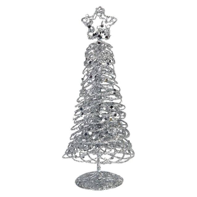 VFM e-Store Christmas Glittery Tree Decoration 21cm x 8cm Silver X 1 - Size: 21 cm x 8 cm - image 1