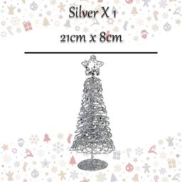 VFM e-Store Christmas Glittery Tree Decoration 21cm x 8cm Silver X 1 - Size: 21 cm x 8 cm - thumbnail 2