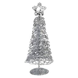VFM e-Store Christmas Glittery Tree Decoration 21cm x 8cm Silver X 1 - Size: 21 cm x 8 cm