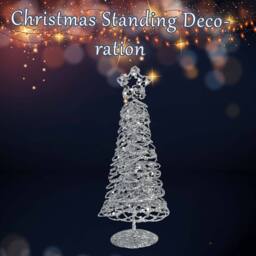 VFM e-Store Christmas Glittery Tree Decoration 21cm x 8cm Silver X 1 - Size: 21 cm x 8 cm - thumbnail 3
