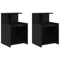 Berkfield Home Bedside Cabinets 2-Pack Black Oak 40 x 35 x 60 cm Engineered Wood - thumbnail 2