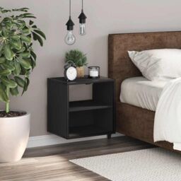 Berkfield Home Wall-mounted Bedside Cabinet Black 40x31x39.5 cm - thumbnail 3