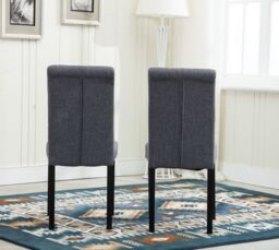 MCC Direct Set of 2 Linen Fabric Plush Padded Buttoned Back Dining Chairs in Grey - thumbnail 4