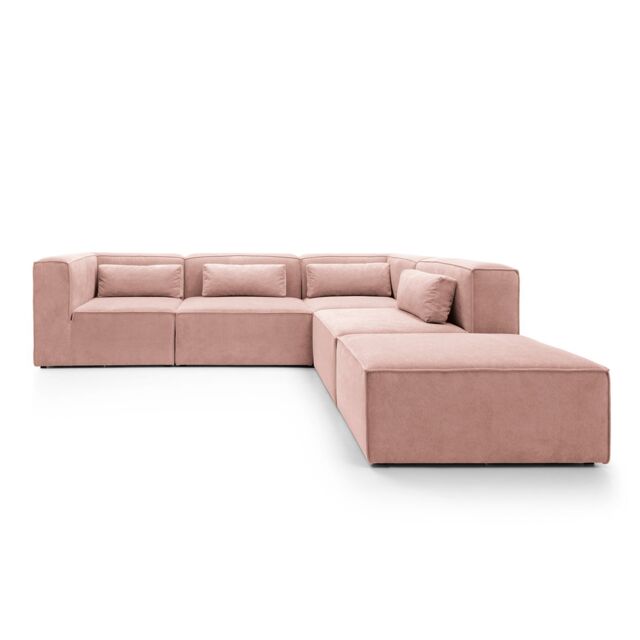 Abakus Direct Doris Large Reversible Corner Sofa with High-Density Foam Available in 6 Colours in Pink - image 1
